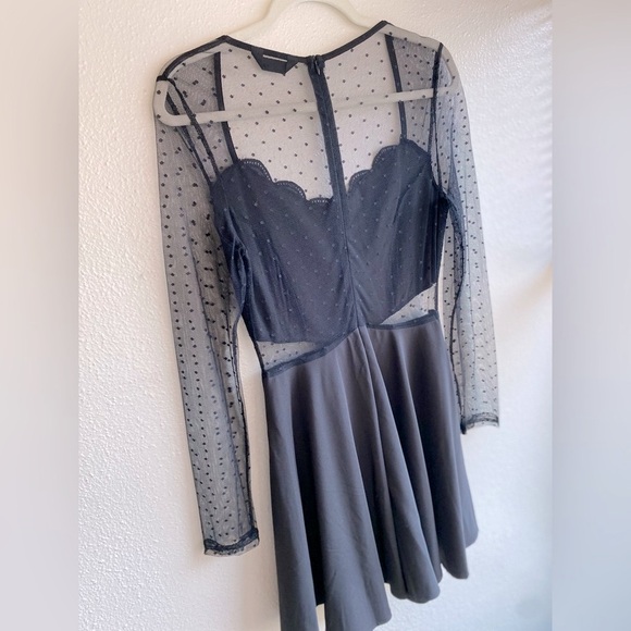 Black Lace Long Sleeve Sheer Dress - Picture 5 of 5